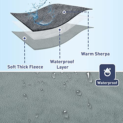 Kritter Planet Waterproof Dog Blankets for Small Dogs, Puppy Blankets for Litter, Cat Blankets for Indoor Cats Washable, Reversible Fleece Pet Mat for Crates, Car Seats, and Furniture - color: Grey/Charcoal Grey, size: 30"x25"