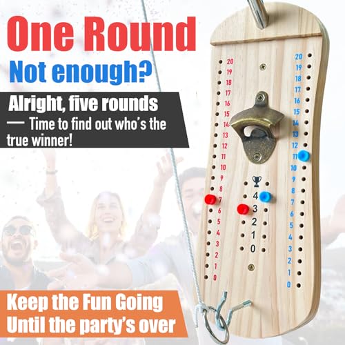 Hook and Ring Toss Game Bottle Opener Ring Toss Game for Indoor Outdoor Party Man (Fun & Competitive Version- Big Size)