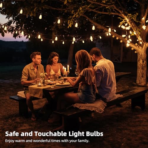 FOOMAN LED Outdoor String Lights, 200FT Outside Waterproof Patio Lights with 100+4 Shatterproof ST38 Edison Bulbs, 2700K Warm White Hanging Light, Dimmable Light for Backyard Porch Gazebo(100FT x 2) - size: 200FT(100FT×2PACK)