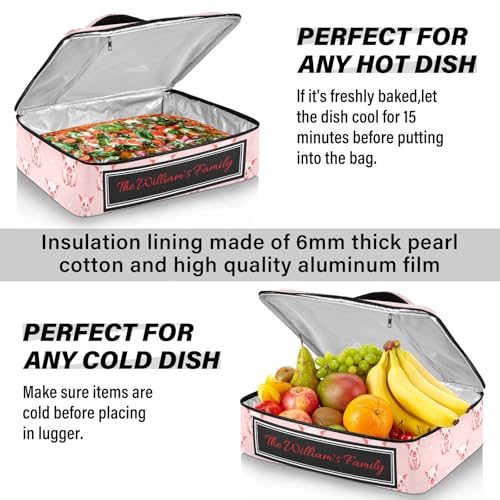 Kcldeci Custom Insulated Casserole Carrier Pig Pink Polka Dot Personalized Food Carriers with Dish Storage Leakproof Lasagna Holder Bag for Lasagna Pan Baking Dish Casserole Dish - color: C06