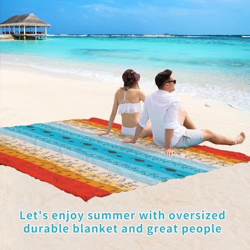 Beach Blanket Waterproof Sandproof Oversized Lightweight 78''×81'' 1-5 Adults Blanket Beach Large Picnic Mat for Travel Camping Hiking Picnic - color: Beach, size: 78''x81''