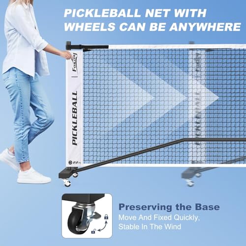 Pickleball Net Set with 4 Fiberglass Paddles, Portable Pickleball Set with 4 Fiberglass Paddles, 6 Balls & Carry Bag, Easy Setup for Driveway, Garage, Kids & Adults - style: 22ft Net With 4 Fiberglass Paddles