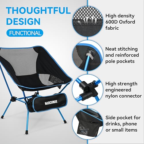 MARCHWAY Ultralight Folding Camping Chair, Heavy Duty Portable Compact for Outdoor Camp, Travel, Beach, Picnic, Festival, Hiking, Lightweight Backpacking (Sky Blue) - color: Sky Blue