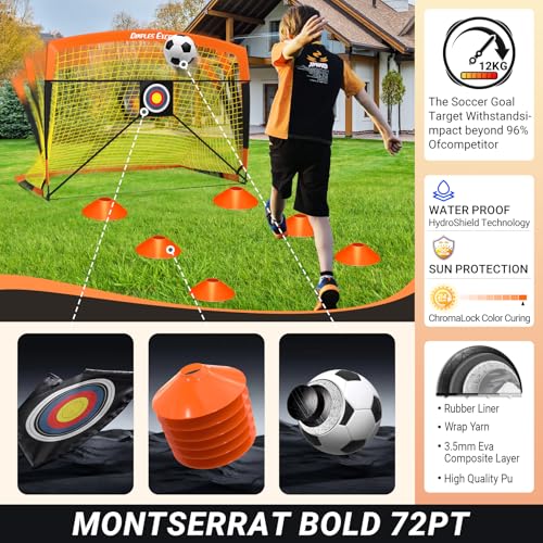 Dimples Excel Soccer Goals Kids Net for Backyard 7x5, 5x3.6, 4x3, 3x2.2 FT - style: 5x3.6 FT, 2 Set