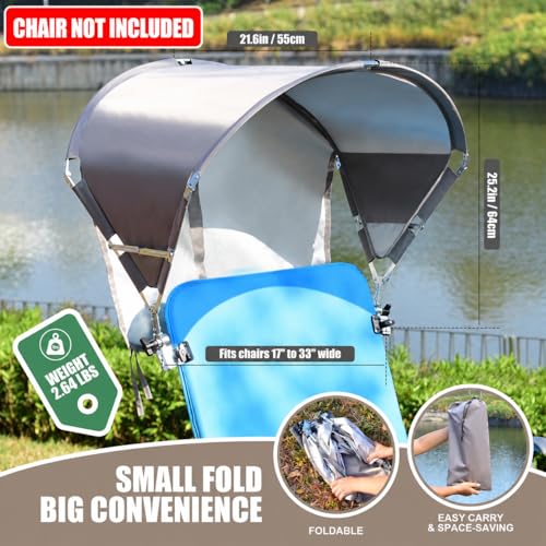 Universal Wind-Resistant Chair Umbrella Canopy, Foldable Portable UPF 50+ Sun Shade Attachment with Adjustable Clamp, Fits Most Beach, Camping, Lawn, Sports, Tanning, Zero Gravity Chairs, Patented - style: Regular