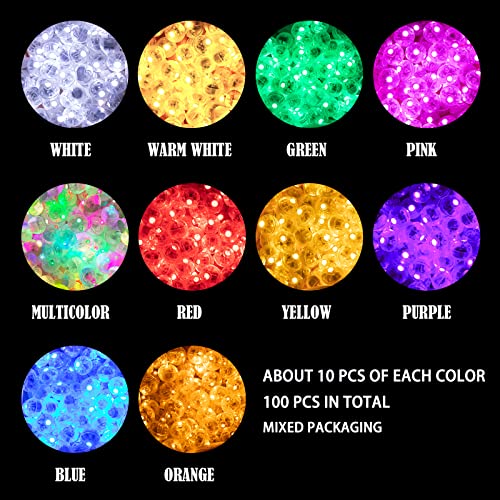Aogist 100pcs 10-Colors Mini Lights,Long Standby Time Waterproof LED Balloon Light,Battery Powered,Ball Lamp for Balloon Paper Lantern Birthday Party Christmas Halloween - color: 10-Colors, size: 100 PCS-STANDARD