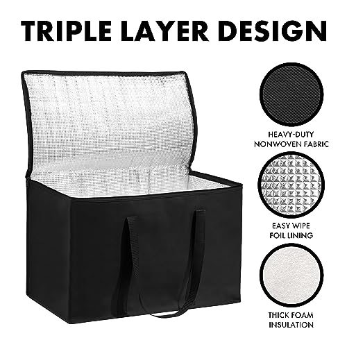 Carrywell (Not Made In China) Insulated Food Delivery and Catering Bags 2-Pack, XXXL Pizza Delivery and Reusable Warming Bag, Thermal Insulation Tote for Hot and Cold Food, Doordash - color: Black, size: 2 pack, style: Xxxl Insulated