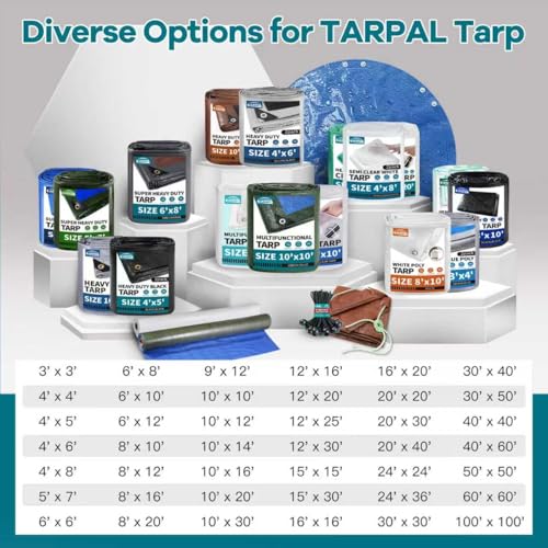 TARPAL tarp 6x10 Feet Super Heavy Duty Tarps Cover 20mil Waterproof UV Protection Rip and Tear Proof Tarpaulin with Grommets(Grey/Brown) - size: 6x10 Feet-Finished size