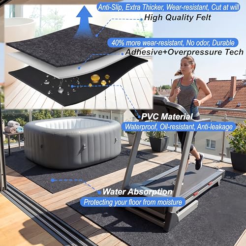 Upgraded 80 * 80 inch Round Hot Tub Mat, Extra Large Inflatable Hot Tub Pad Outdoor Indoor, Waterproof Slip-Proof Backing, Absorbent Spa Pool Ground Base Flooring Protector Mat - size: 80 inch round