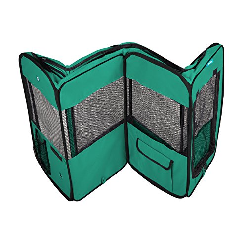 Deluxe Premium Pet Dog Playpen Portable Soft Dog Exercise Pen Kennel with Carry Bag for Dogs, Cats, Kittens, and All Pets (Large, Green) - color: Green, size: Large