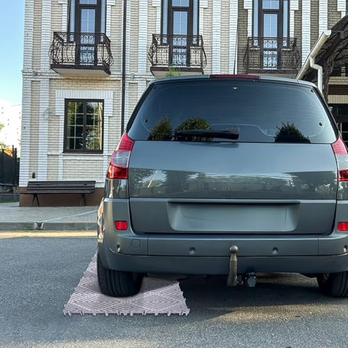 12 Pcs Heavy Duty Drive on Lawn Grid Ground Protection Mats,15.75'' x 15.75'' x 1.26” Interlocking Thick Plastic Drain Grate Floor Mat for Gravel Grid Permeable Pavers Landscaping