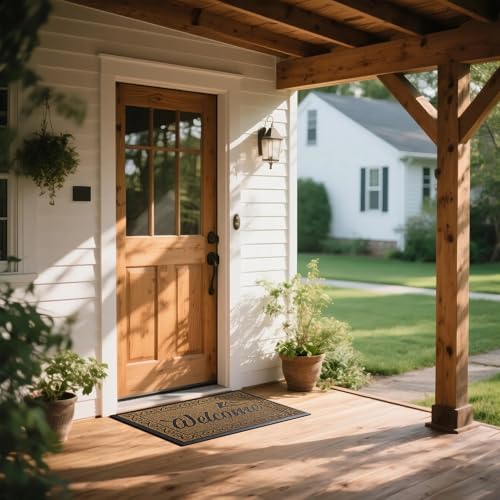 Yimobra Welcome Mat, Heavy Duty Sturdy Door Mats for Home Entrance Outdoor Indoor, Front Doormat for Outside Patio Floor Entry Porch Garage Office, Waterproof, Low Profile, 36x24, Brown - color: Brown, size: 36x24 Inch