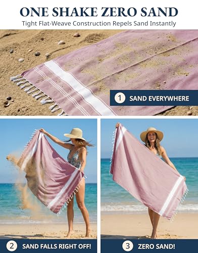 LANE LINEN Beach Towels for Women, Large Beach Towels Oversized, Pre-Washed, No-Shrink Sand Free, Quick Dry, Lightweight Travel Towel,Soft Beach Bath Towel, 39"x71" - Cashmere Rose - color: 26: Cashmere Rose, size: Pack of 1