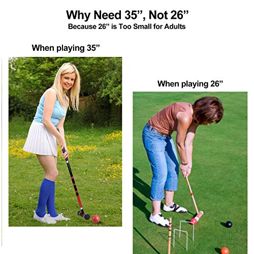[6 Players]Premium Croquet Set for Families, BroWill Croquet Set with Carrying Bag for Yard Outdoor Lawn Backyard Games for Kids Adults All Ages, 35 Inch