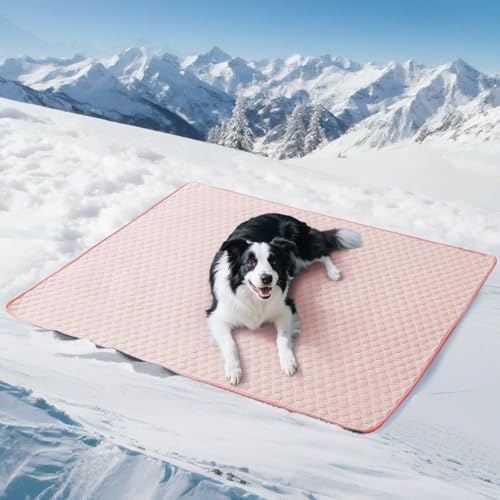 Soulbond Cooling Mat for X-Large Dogs - 50"x60" Washable Cooling Pad for Puppy, QMAX>0.3, Anti-Slip Bottom, Portable Summer Pet Cool Kennel Bed Pad for Outdoor/Indoor/Cars/Travel Use, Pink - color: Pink, size: 50" x 60" (X-Large)