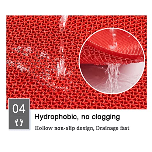 Drainage Non Slip Mats 3'x3.3' Heavy Duty Commercial Floor Mat Mesh Hollow Door Mat Roll for Swimming Pool Bathroom Kitchen Garage Indoor Outdoor Wet Area,Red,0.9×1M/3×3.3FT - color: Red, size: 35.4" x 39.4"