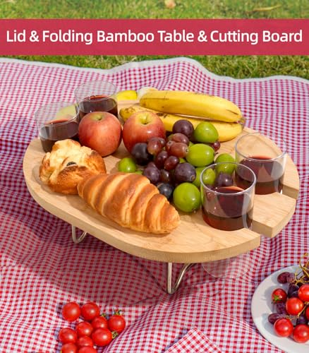 Family Picnic Basket for 4 with Table and Blanket Collapsible Cooler Bag Insulated Picnic Set for Beach Picnic Hamper Picnic Date Essentials for Outdoor Picnic Accessories