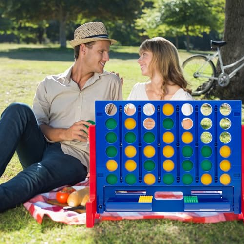 KOTEK 1.6 FT Tall Giant 4-in-A-Row, Jumbo 4-to-Score Game with Carrying Bag & 42 Coins, Quick Release Slider, Indoor Outdoor Family Board Game for Kids Adults, Freestanding/Wall-Mounted (Red) - color: Red