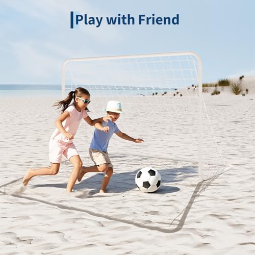 GarveeLife 6x4 FT Soccer Goals for Backyard, Steel Frame Soccer Net with Ground Stakes, Portable Football Goal, Easy Setup for Training and Competitive Play