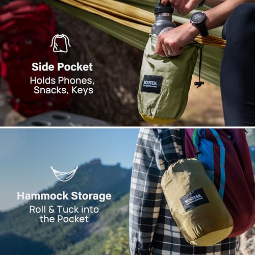 Kootek Camping Hammock, Portable Hammocks with Tree Straps & Attached Carry Bag, Camping Essentials Gear, Perfect for Outside Indoor Hiking Beach Backpack Travel - color: Olive & Dark Khaki, size: Large