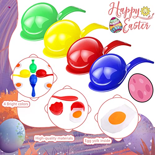 Civaner 24 Pieces Egg and Spoon Race Game Set with Yolk, Egg Balance Game Relay Race Game for Easter Eggs Hunt Game Outdoor Lawn Games, Field Sport Party Favors Toy (4 Assorted Colors)