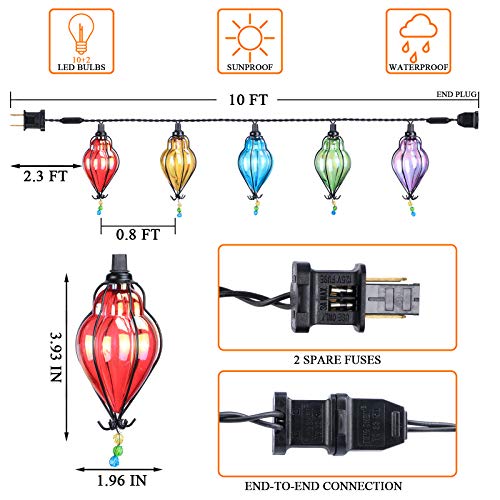 Vigdur Multicolor - Decorative String Lights Plug in with 10 Bulbs Connectable, Indoor Outdoor Patio Lights for Party Wedding Bedroom Bistro Cottagecore Decor - color: Multicolor