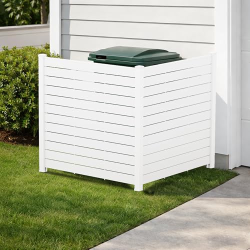 Kozyard 50" W x 48" H Outdoor Privacy Screens Aluminum Post, Air Conditioner Fence Panels, Pool Equipment Enclosure, Trash Can Screens Fence Kit for Outside Backyard Patio (White/2 Panels) - color: White/2Panels