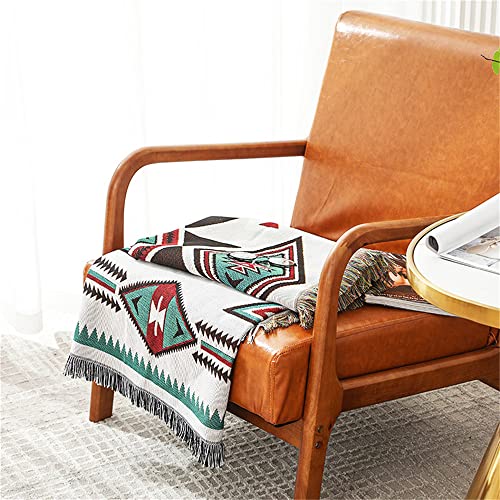 Homesy Aztec Throw Blankets Navajo Southwestern Throws Cover Reversible Green Boho Southwest Blanket for Couch Chair Sofa Bed Home Outdoor Beach Car Tent Travel Camping 51"x63" - color: White, size: 51"x63"