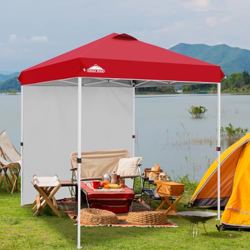EAGLE PEAK Commercial Canopy 6.6x6.6 Pop Up Canopy Tent with 1 Sidewall, Easy Setup Heavy Duty Instant Event Shelter for Vendors & Markets, Outdoor Sun Shade, Red - color: Red, size: 6.6x6.6