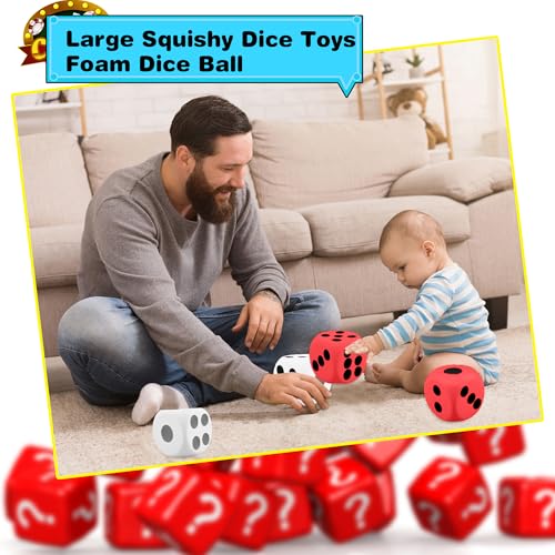 2 Pieces 6 Inches Large Foam Dice Set Giant Foam Dice Soft Dot Dice Toy for Family Educational Toys Parent Child Board Games Nights Casino Themed Party Decoration (Color Set 7) - color: Color Set 7