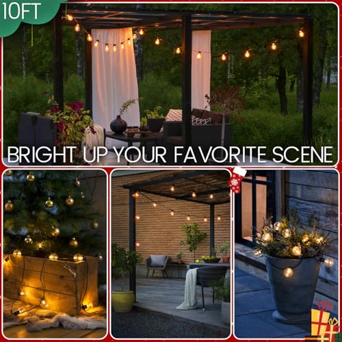 10FT LED Outdoor String Lights - Waterproof Patio Lights Shatterproof G40 Edison Globe Bulb, Connectable Hanging Outdoor String Lighting for Indoor Backyard Yard Gazebo Porch Party Decor - SOLROS - style: 10FT Globe Bulb-Plug in Only