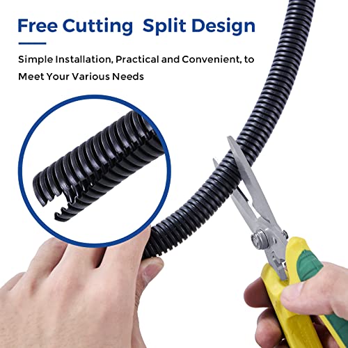 1/4 inch 33ft Wire Loom, Black Split Loom, Outdoor Cord Protector, Flexible Wire Conduit Automotive, Wire Protector Tubing - color: Black, size: 1/4"-33ft