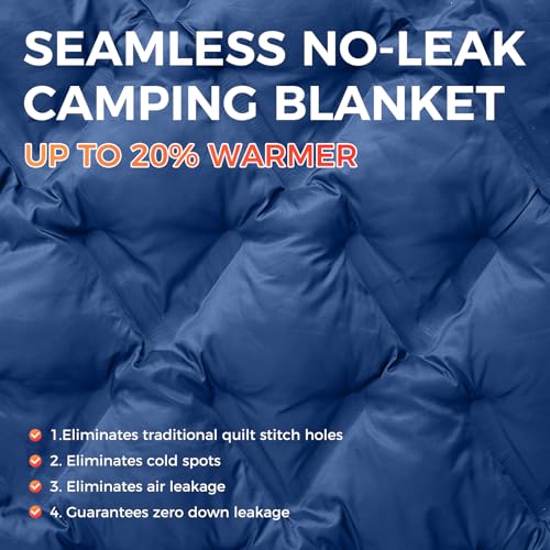 ATEPA Wearable Sleeping Bag, Recycled Water-Resistant Camping Blanket Poncho, Ultralight Packable Stadium Blanket for Outdoor - color: Aero Camping Blanket Blue