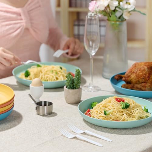 Luckore 10 inch Deep Dinner Plates Set of 8 Wheat Straw Plates, Unbreakable Dinner Dishes Alternative for Plastic Microwave and Dishwasher Safe for Kitchen with 4 Colors Classic Bright - size: 10in-8pack