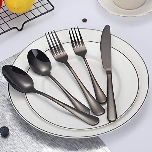 Reusable Utensils Set, Stainless Steel Healthy Travel Cutlery Set Ideal for Home Restaurant Lunch Box Camping (Black 5 PCs) - color: Black - 5 PCs