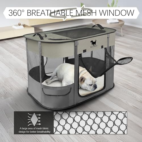 Rest-Eazzzy Dog Playpen, Foldable Kitten Playpen for Medium Dogs, Portable Pet Puppy Playpen with Removable Shade Cover, Indoor Outdoor Travel Camping Use for Small Pets with Carrying Case (S, Grey) - style: Small