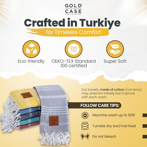 GOLD CASE HOME COLLECTION Lycia Original Turkish Hand Towels by - Set of 6-20x40'' 100% Cotton Decorative Bathroom & Kitchen Towels for Hand,Face,Hair,SPA,Farmhouse,Gym,Tea and Dishcloth, Multicolor-1 - color: Multicolor-1, style: Hand Towel Set