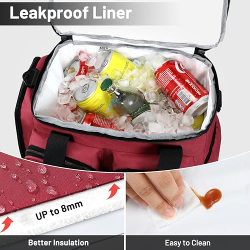 MIER Lunch Box for Men Heavy Duty Insulated Lunch Bag 20 Cans Large Leakproof Soft Cooler Bags with Multiple Pockets for Picnic Work Travel (Red) - color: Red