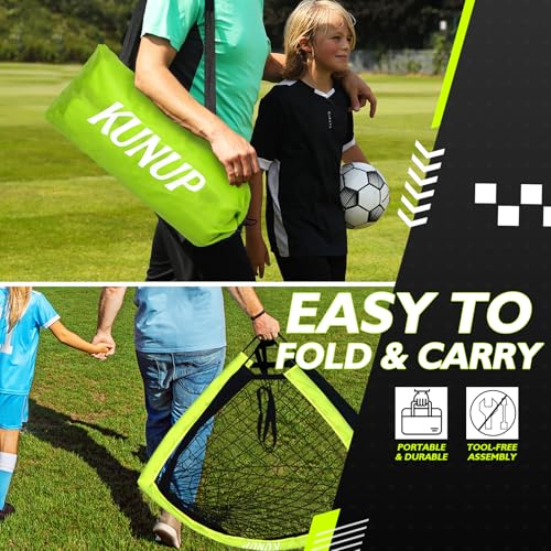 2 of 5×3 6x4 9x5 FT Portable Kids Soccer Goals Set, Foldable Soccer Practice Nets for Backyard with Carrying Bag for Toddler Youth Pop Up Soccer Training Equipment Indoor Outdoor Sports Game Gift - color: Optic Green, style: 6x4FT