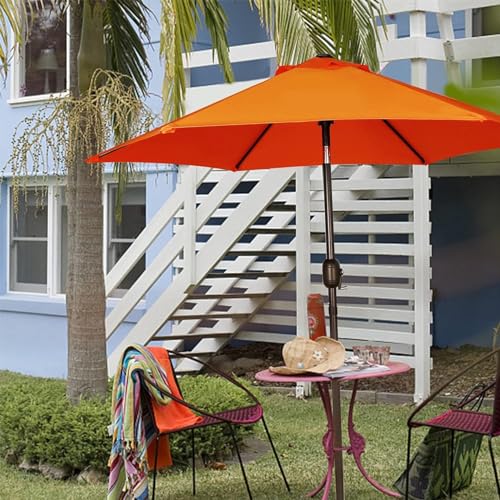 Blissun 7.5 ft Patio Umbrella, Yard Umbrella, Outdoor Market Umbrella with Push Button Tilt Crank, Orange - color: Orange