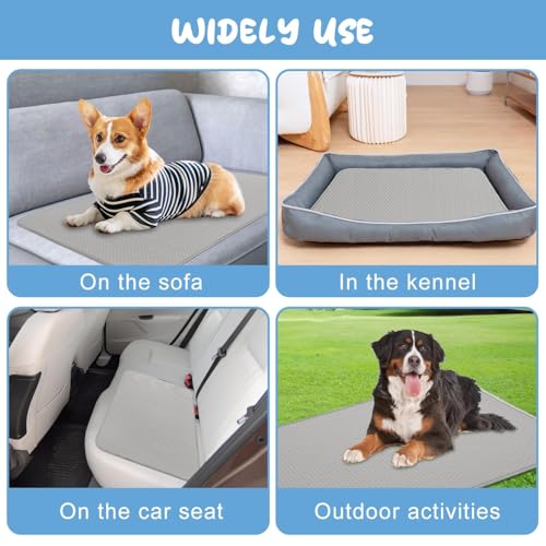 Buvlnee Summer Dog Cooling Mat Washable Ice Silk Self Cool Pad for Small Medium Large Dogs and Cats, Pet Sleeping Pad for Crate, Bed, Indoor & Outdoor Floor, Car Seats - color: Gray, size: 40x28in