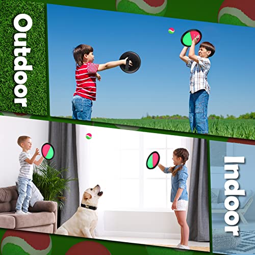 Charniol Kids Toys Toss and Catch Game Set Beach Game Outdoor Ball Sports Games Toss and Catch Ball Nylon Toys for Kids Adults (Pink, Green, Black,12 Paddles 6 Balls) - color: Pink, Green, Black