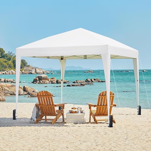 Yaheetech 12x12 Pop Up Canopy with 4 Removable Sidewalls, Portable Enclosed Instant Tent, Waterproof Outdoor Tent, Beach Sun Shelter with 4 Sandbags, 12 Stakes & 4 Ropes, White - color: White, size: 12x12