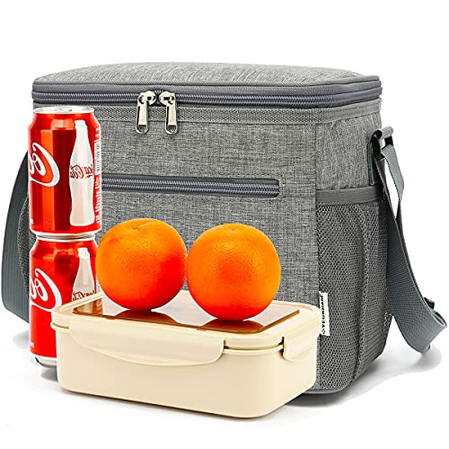 GYEUKHAM Insulated Lunch Bag for Adult/Women/Men, Reusable Large Lunch Box Cooler Soft Leakproof Tote, Thermal Meal Prep Lunch Pail with Adjustable Shoulder Strap for Picnic/School/Travel/Office,Grey - color: Gray
