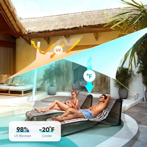 Quictent 12x16ft 185G HDPE Rectangle Sun Shade Sail Canopy White 98% UV Block Outdoor Patio Garden with Hardware Kit - color: White, size: 12 x 16 ft, style: Rectangle