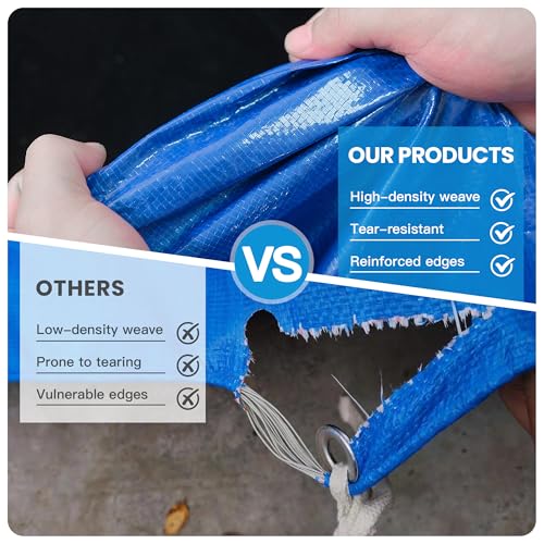 MVPMET Tarp 8x8 Feet 8Mil Multipurpose Waterproof Blue Tarps,UV Resistant, for Covering Courtyards,Emergency Rain Shelter, Camping Tarps. - color: 8mil, size: 8x8