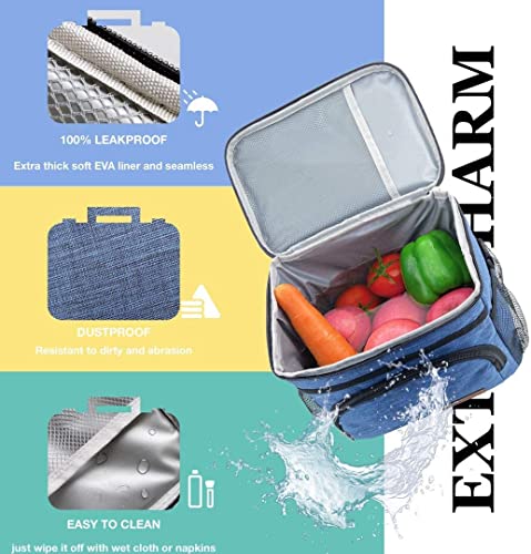 ExtraCharm Insulated Lunch Bag for Women/Men - Reusable Lunch Box for Office Picnic Hiking Beach - Leakproof Cooler Tote Bag Organizer with Adjustable Shoulder Strap for Adults - Green - color: Green