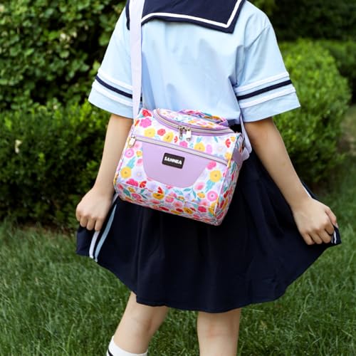 Insulated Cooler Lunch Bag 1.85gal/7L Flowers Reusable Lunch Box Tote for work Picnic Camping Gym Travel - color: 7L Small Flowers
