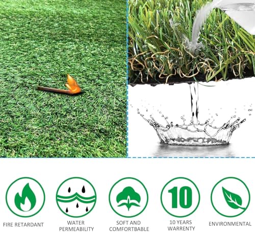 Petgrow Artificial Realistic & Thick Fake Mat for Outdoor Garden Landscape Pet Pad Dog Synthetic Grass Rug Turf (10FTX10FT(100 Square FT) - size: 10FTX10FT(100 Square FT)