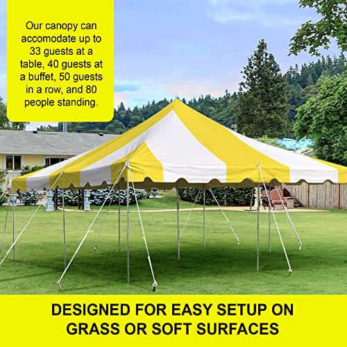 Party Tents Direct 20'x 20' Weekender Canopy Pole Tent with Sidewalls - Easy Up Canopy Tent with 80 Person Capacity - Outdoor Canopies for Parties, Weddings, and Events (Yellow/White) - color: Yellow, size: 20' x 20'